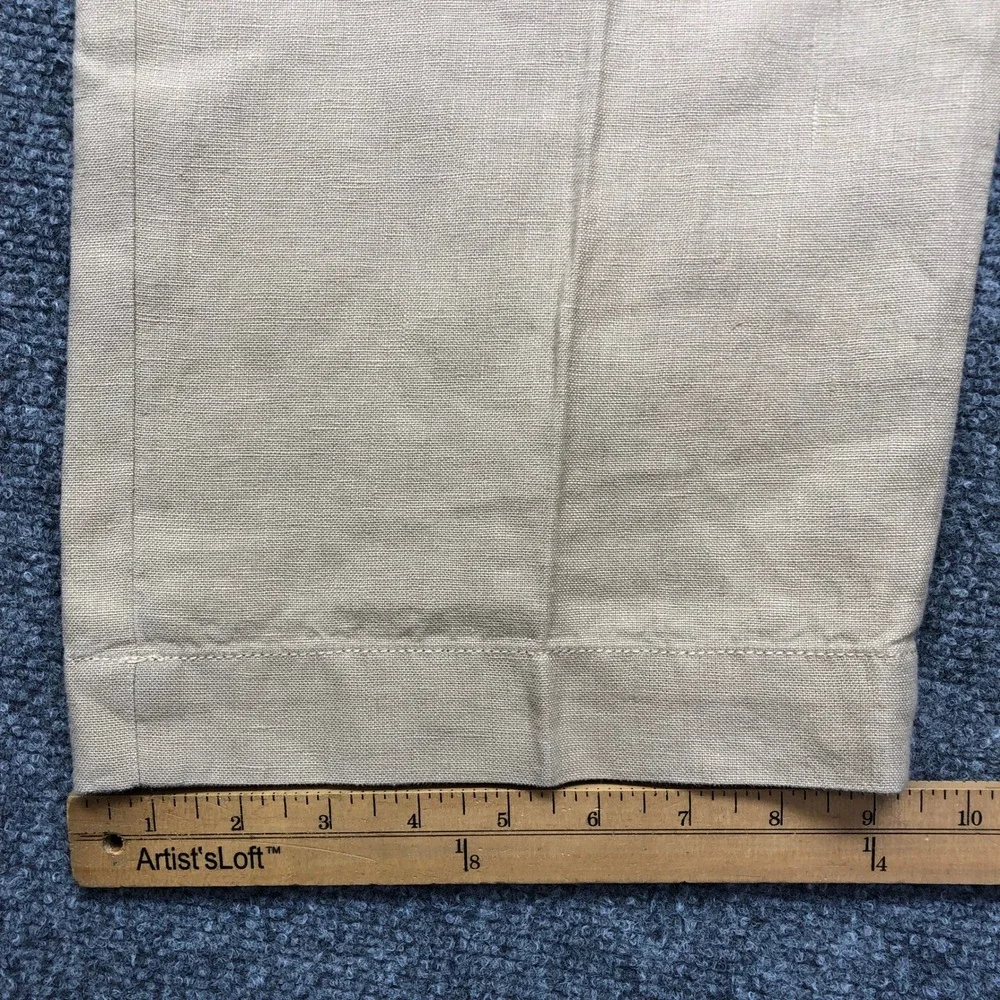 Polo Ralph Lauren Mens 42x32 Tan Beige 100% Linen Fine Tailoring Dress Pants